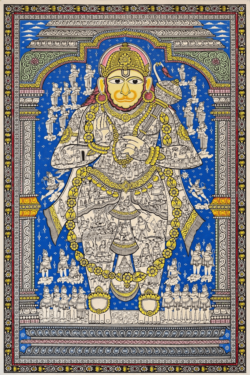 Sundar Kand - Hanuman Ji in Pattachitra Painting by a National Awardee (Unframed)