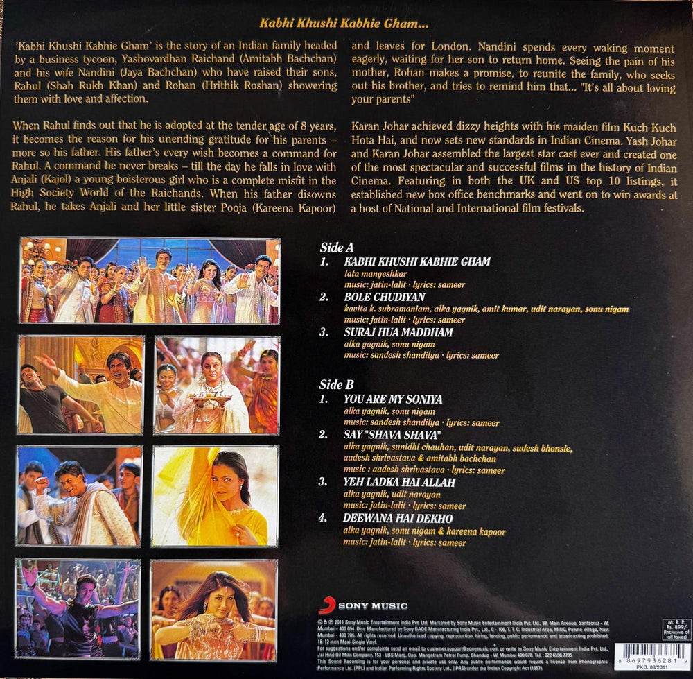 Kabhi Khushi Kabhie Gham LP Record First Pressing