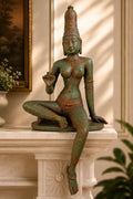 Large Chola Parvati in Lalitasana – Greenish (Inspired by Early Chola bronzes of Parvati, circa 1000 A.D.)