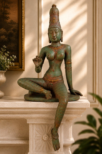 Chola Parvati in 20 inch in Lalitasana –(Inspired by Early Chola bronzes of Parvati, circa 1000 A.D.)