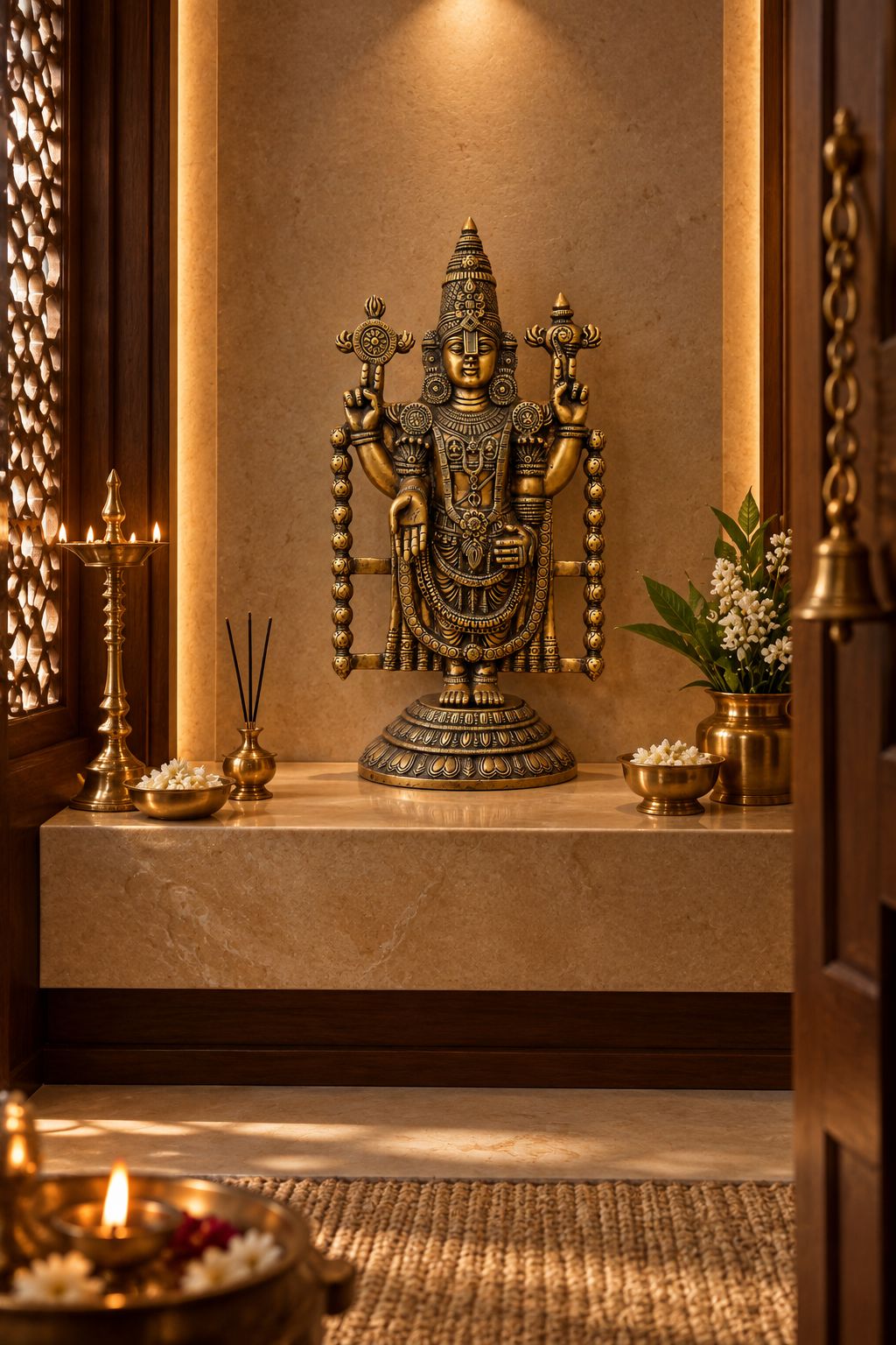 LORD VENKATESWARA SHELF AND WALL PANEL IN BRASS