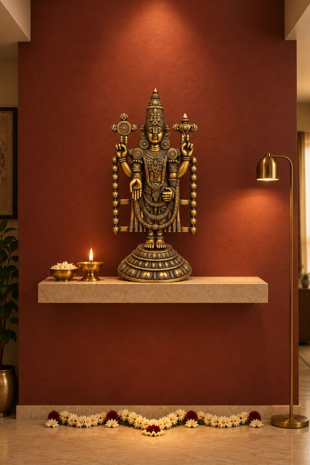 LORD VENKATESWARA SHELF AND WALL PANEL IN BRASS