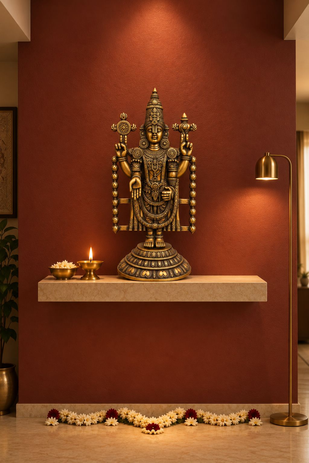 LORD VENKATESWARA SHELF AND WALL PANEL IN BRASS