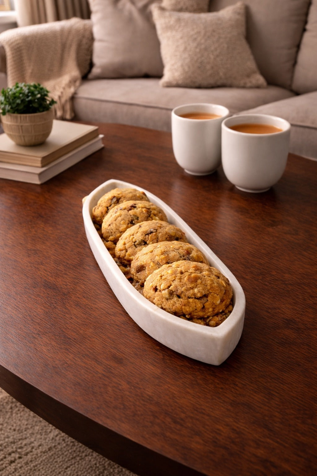 White Slim Marble Tray for Hosting