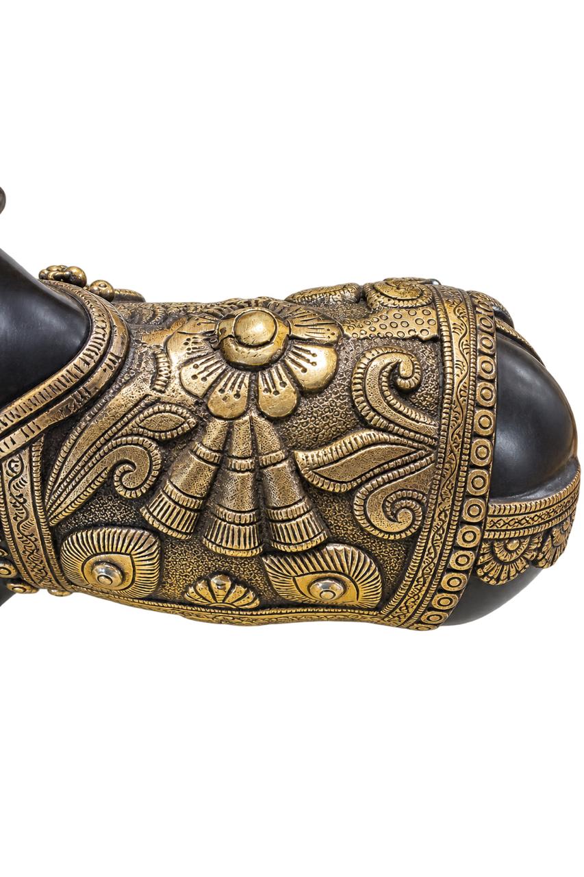 Carved Nandi in Black Brass
