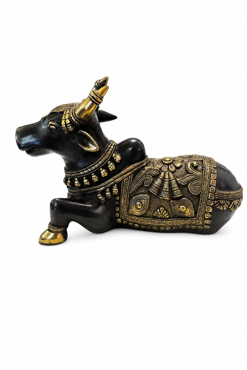 Carved Nandi in Black Brass