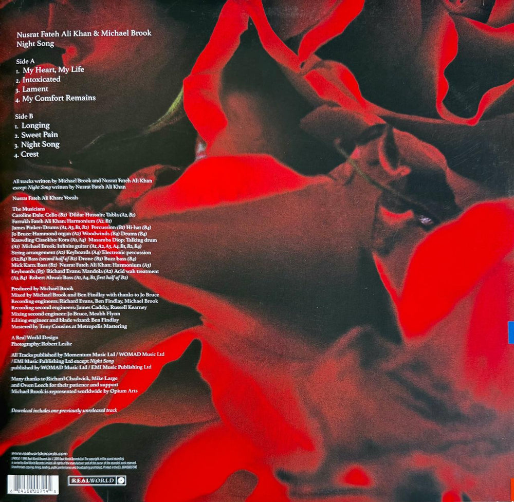 Nusrat Fateh Ali Khan - Night Song - Nusrat Fateh Ali Khan & Michael Brook LP Vinyl Record