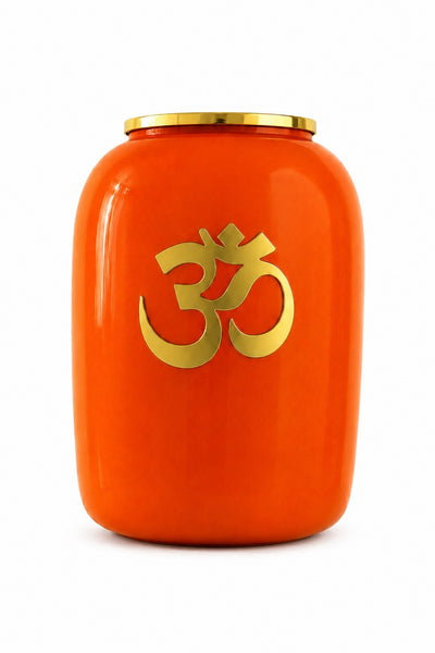 Enameled Om Blessing Vase in Metal
