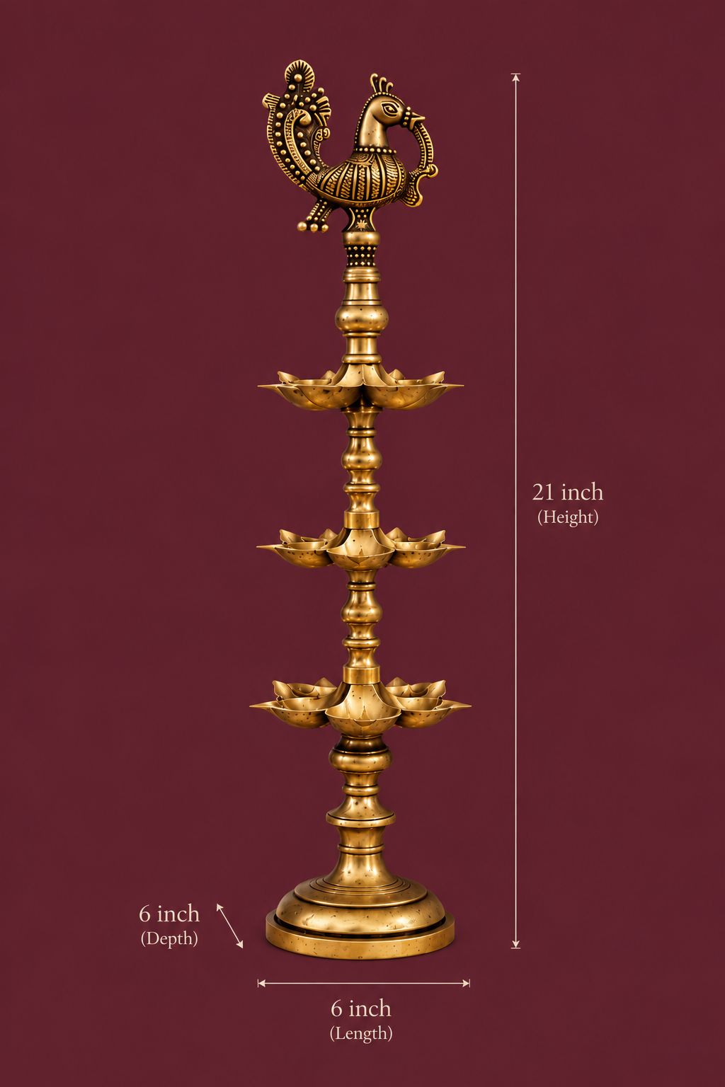 Peacock Brass Diya Pillar