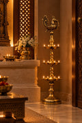 Peacock Brass Diya Pillar