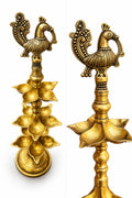 Peacock Brass Diya Pillar