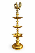 Peacock Brass Diya Pillar