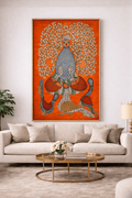 The Musical Peacocks Gond Painting by Renowned Artist (Unframed)