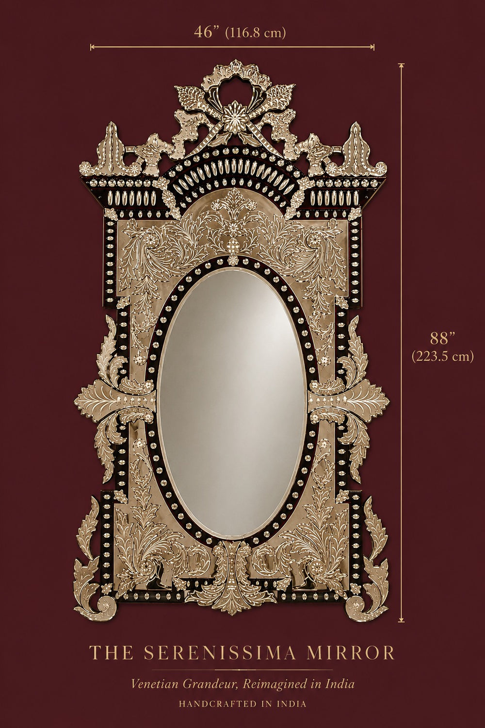 The Serenissima Venetian Mirror | Venetian Grandeur, Handcrafted in India
