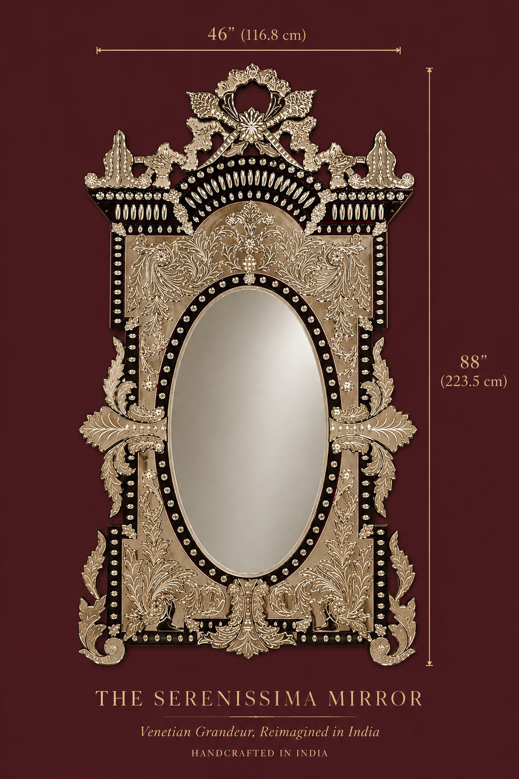 The Serenissima Venetian Mirror | Venetian Grandeur, Handcrafted in India