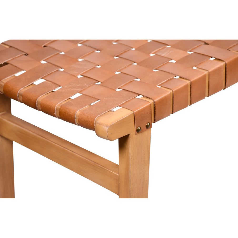 Sereno Genuine Leather Wooden Bench