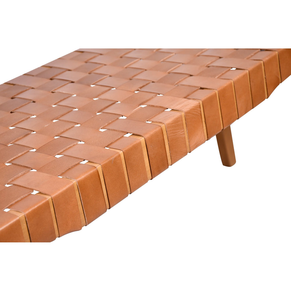 Sereno Genuine Leather Wooden Bench