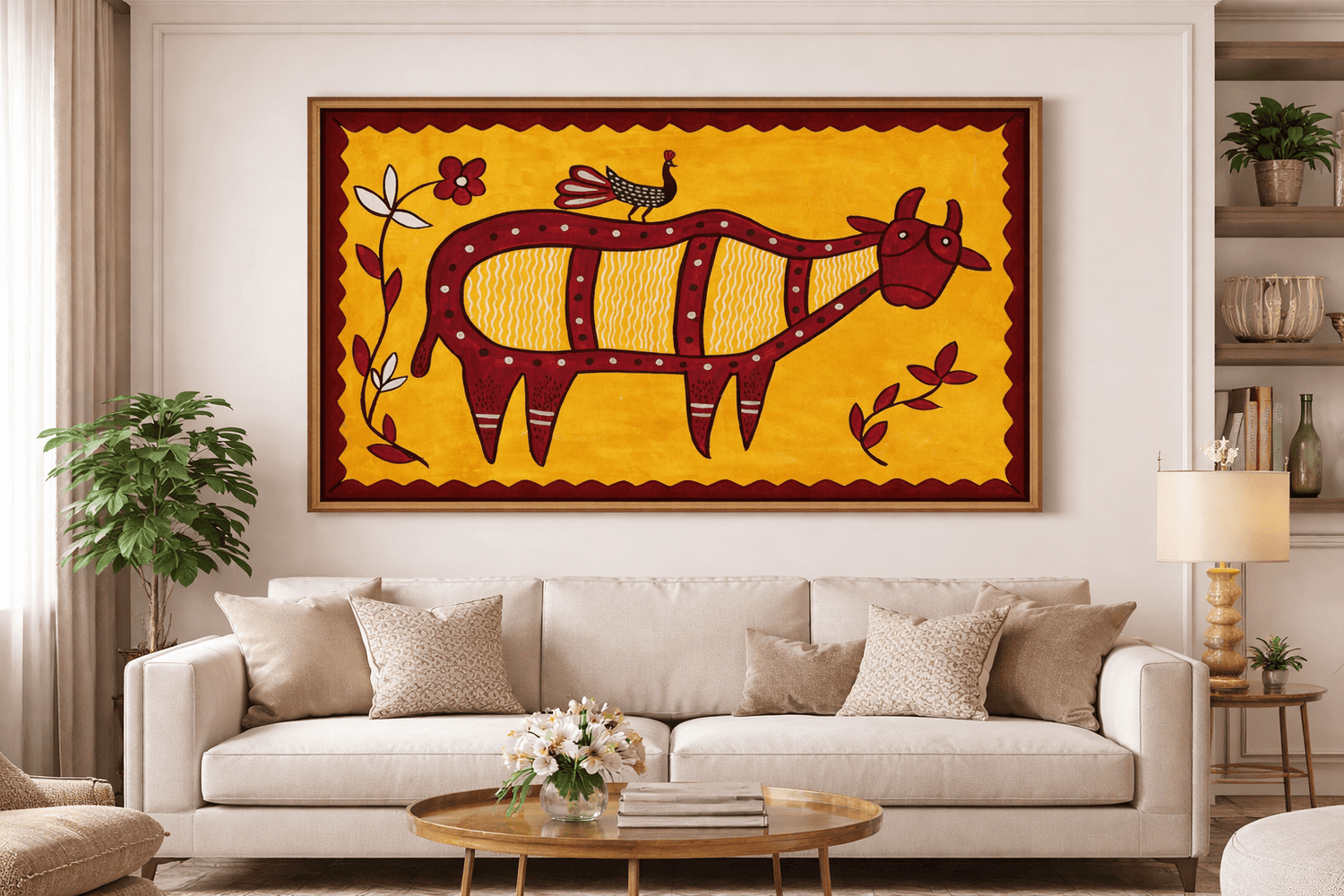 The Sacred Bull Sohrai Folk Art Painting (Unframed)