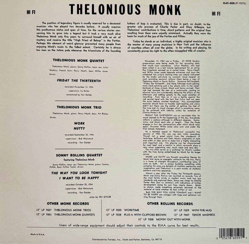 Thelonious monk and Sonny Rollins - Blue LP