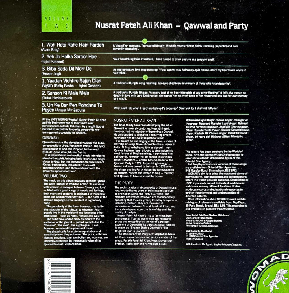 Nusrat Fateh Ali Khan - Qawwal & Party Vol 2 LP Record - Rare album