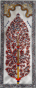 Crimson Tree of Life Pattachitra Painting – By a National Awardee (Unframed)