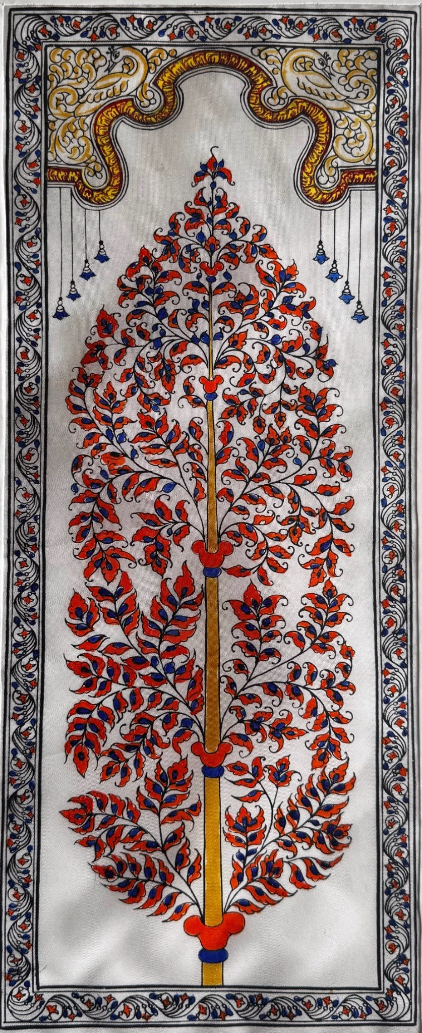 Crimson Tree of Life Pattachitra Painting – By a National Awardee (Unframed)