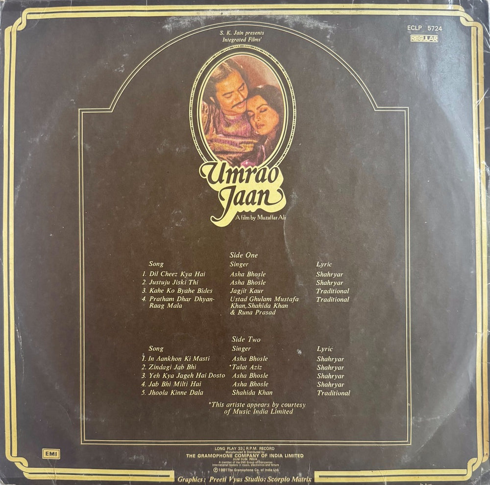 Umrao Jaan LP Record - First Pressing - Rare Album