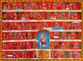 Shree Hanuman Chalisa Phad Painting in Kesari Background - Unframed (Original by a National Awardee)