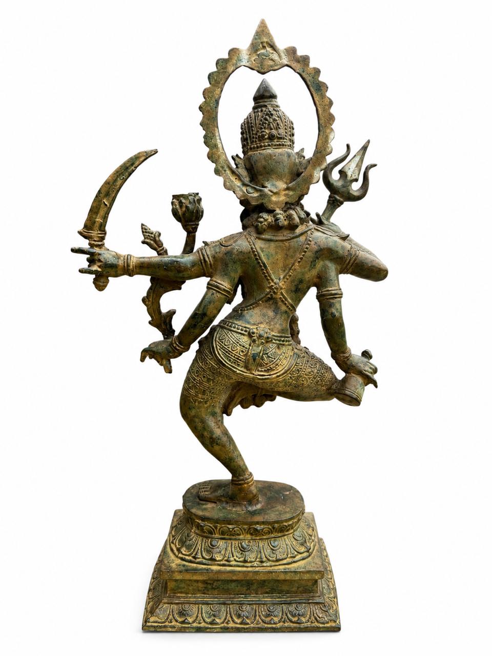 Balinese Bronze Dancing Kali Sculpture | 17-Inch Antique Finish Goddess Statue